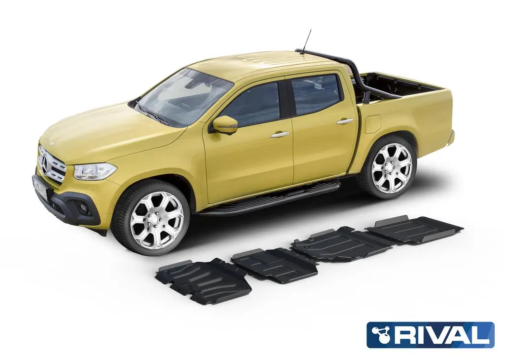 Pack De Skid Plate Marca Rival - Para Mercedes Benz X Class 2018+ (4 Placas De Acero 3mm)