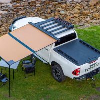 Toldo ARB de aluminio negro 2 × 2,5 m con LED (814414)