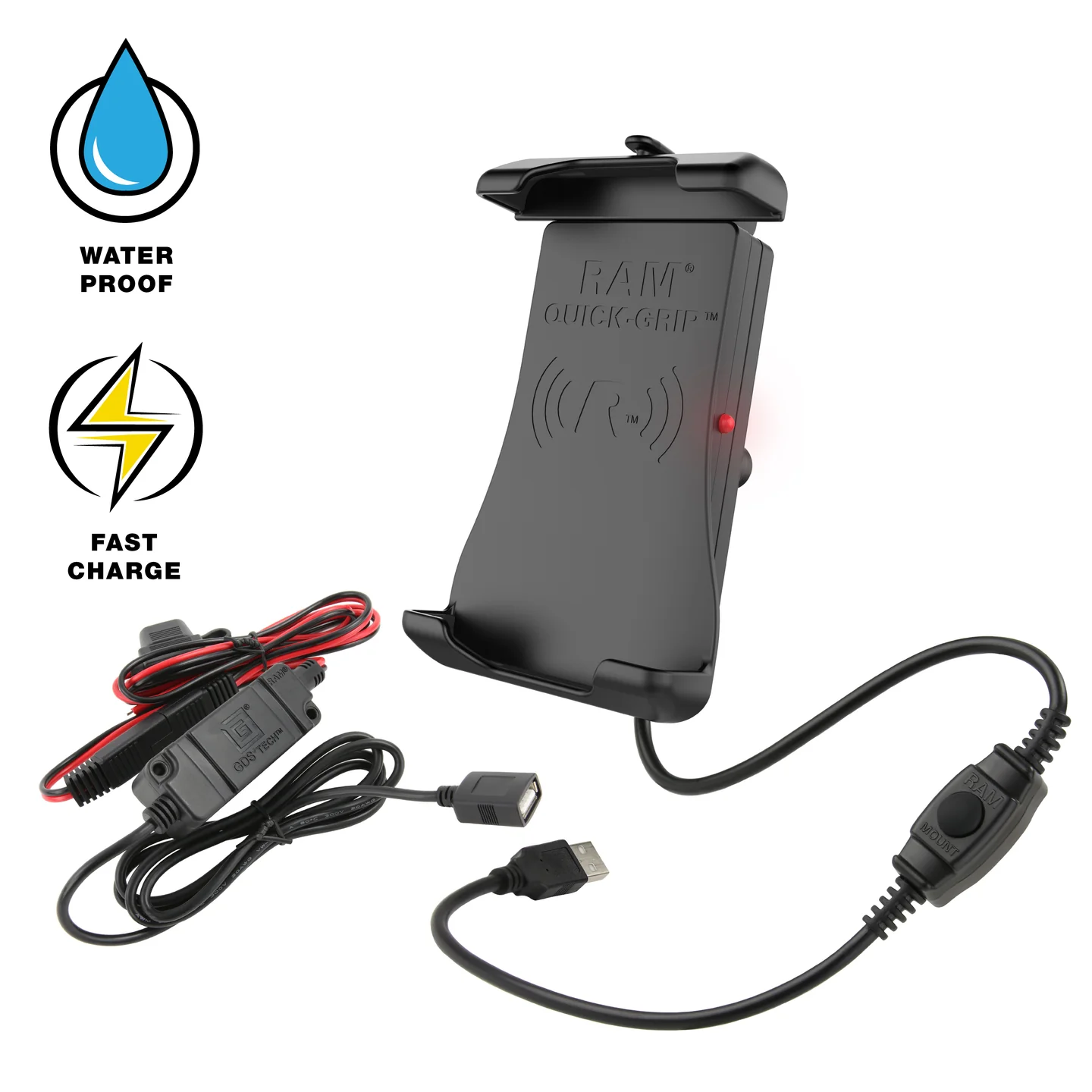 Soporte RAM Quick-Grip con carga inalámbrica Qi de hasta 15 W — RAM-HOL-UN14WB-V7M